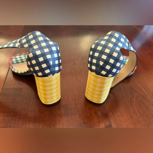 J. Crew Multicolor Gingham Block Heel Sandals - Picture 6 of 10